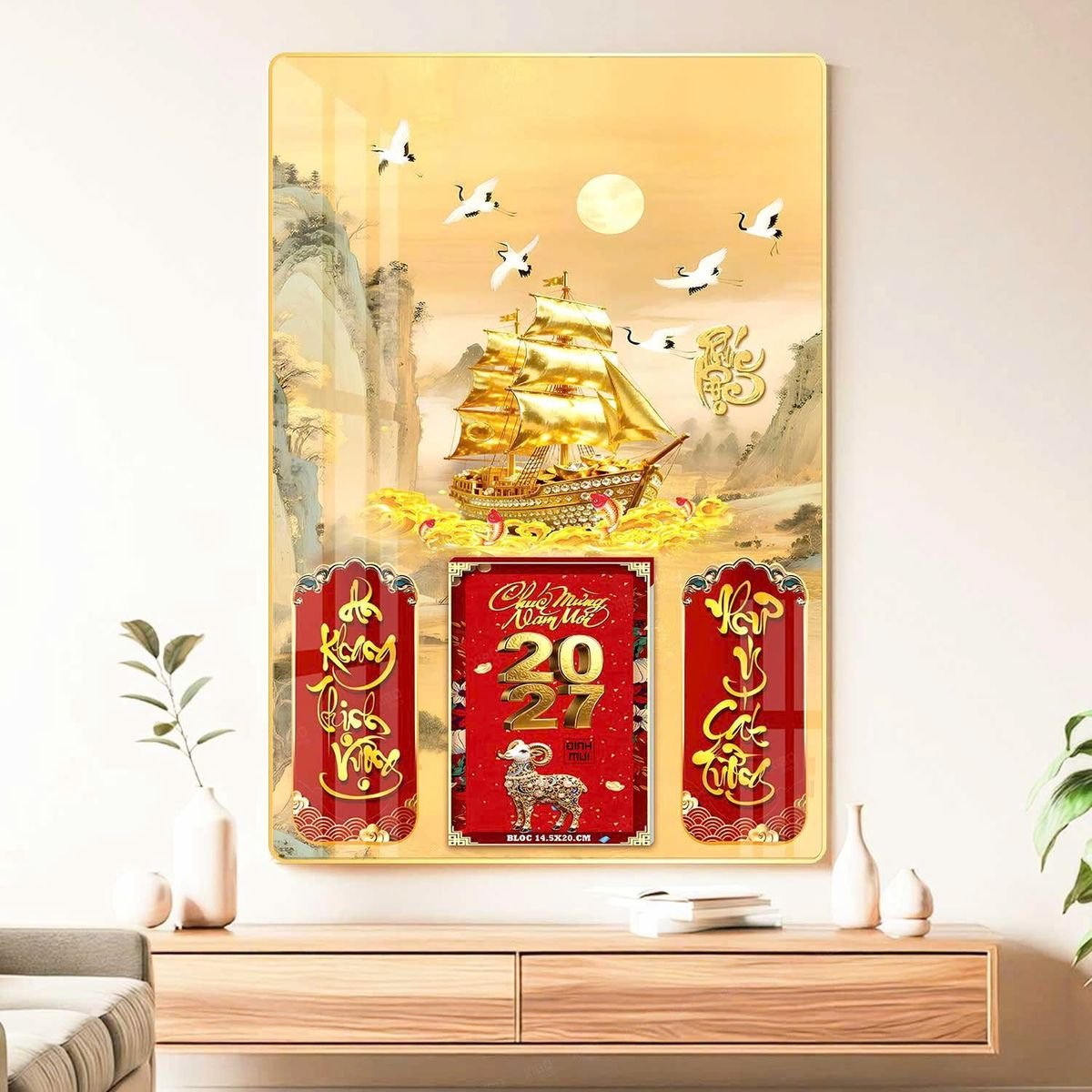 Lịch Gỗ Lamina Cao Cấp 40x60cm 2027 LM406_049 - Quà Tặng Ngân Hàng