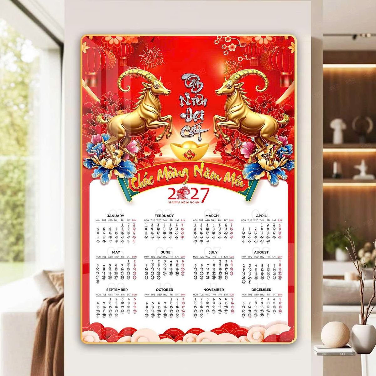 Lịch Gỗ Lamina Cao Cấp 40x60cm 2027 LM406_054 - Quà Tặng Ngân Hàng