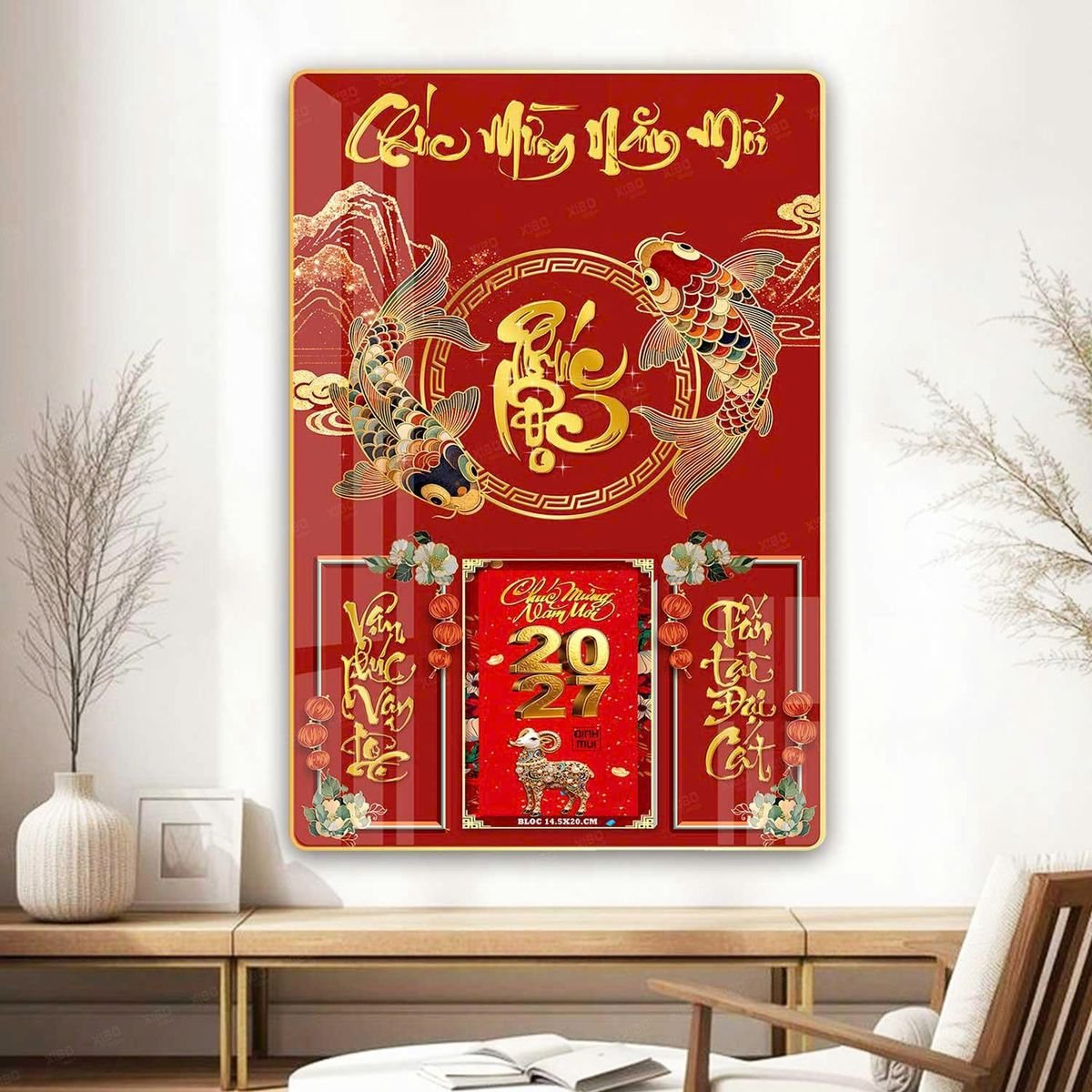 Lịch Gỗ Lamina Cao Cấp 40x60cm 2027 LM406_065 - Quà Tặng Ngân Hàng