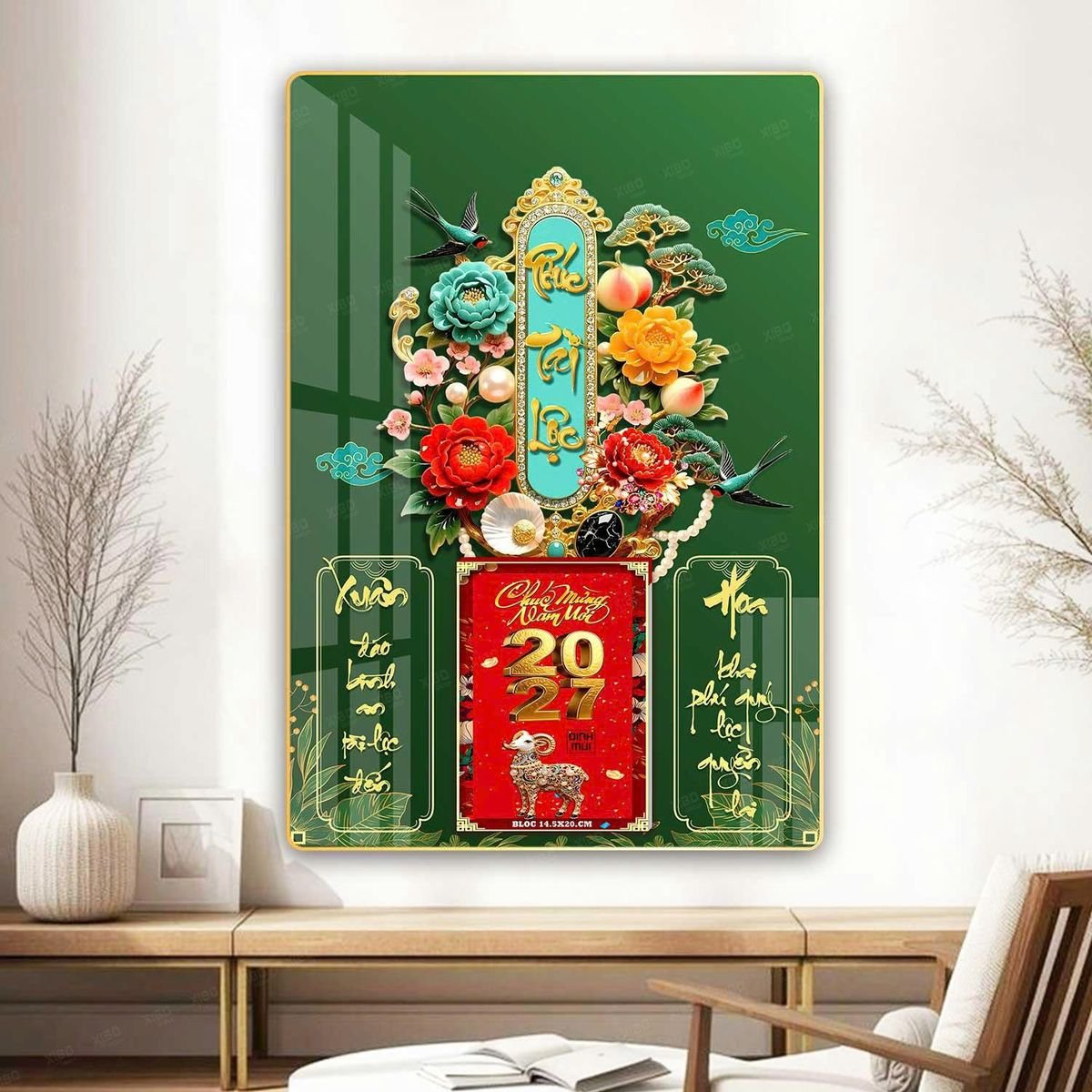 Lịch Gỗ Lamina Cao Cấp 40x60cm 2027 LM406_068 - Quà Tặng Ngân Hàng