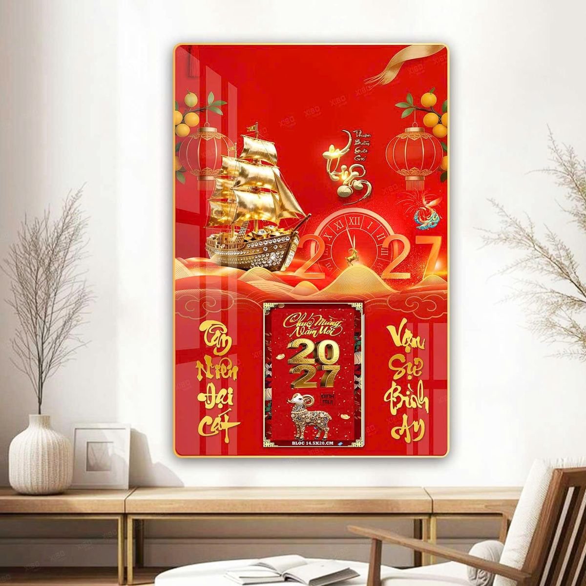 Lịch Gỗ Lamina Cao Cấp 40x60cm 2027 LM406_070 - Quà Tặng Ngân Hàng