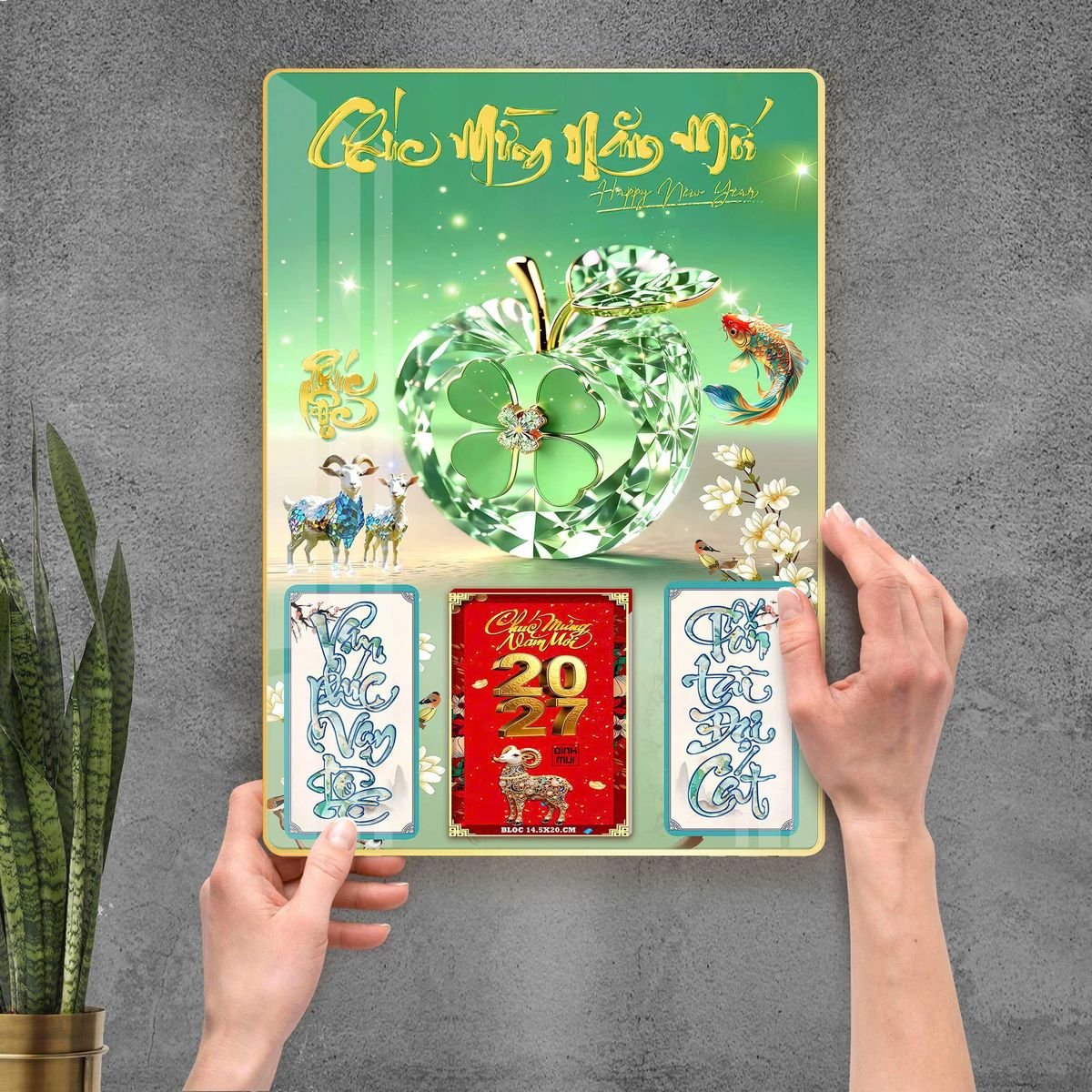 Lịch Gỗ Lamina Cao Cấp 40x60cm 2027 LM406_098 - Quà Tặng Ngân Hàng