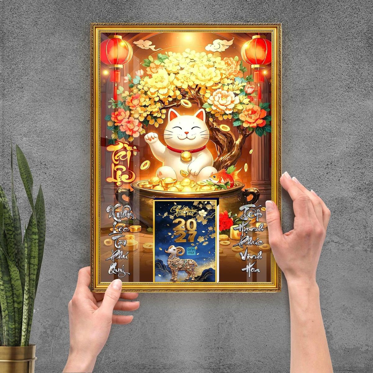 Lịch Gỗ Lamina Cao Cấp 40x60cm 2027 LM406_099 - Quà Tặng Ngân Hàng