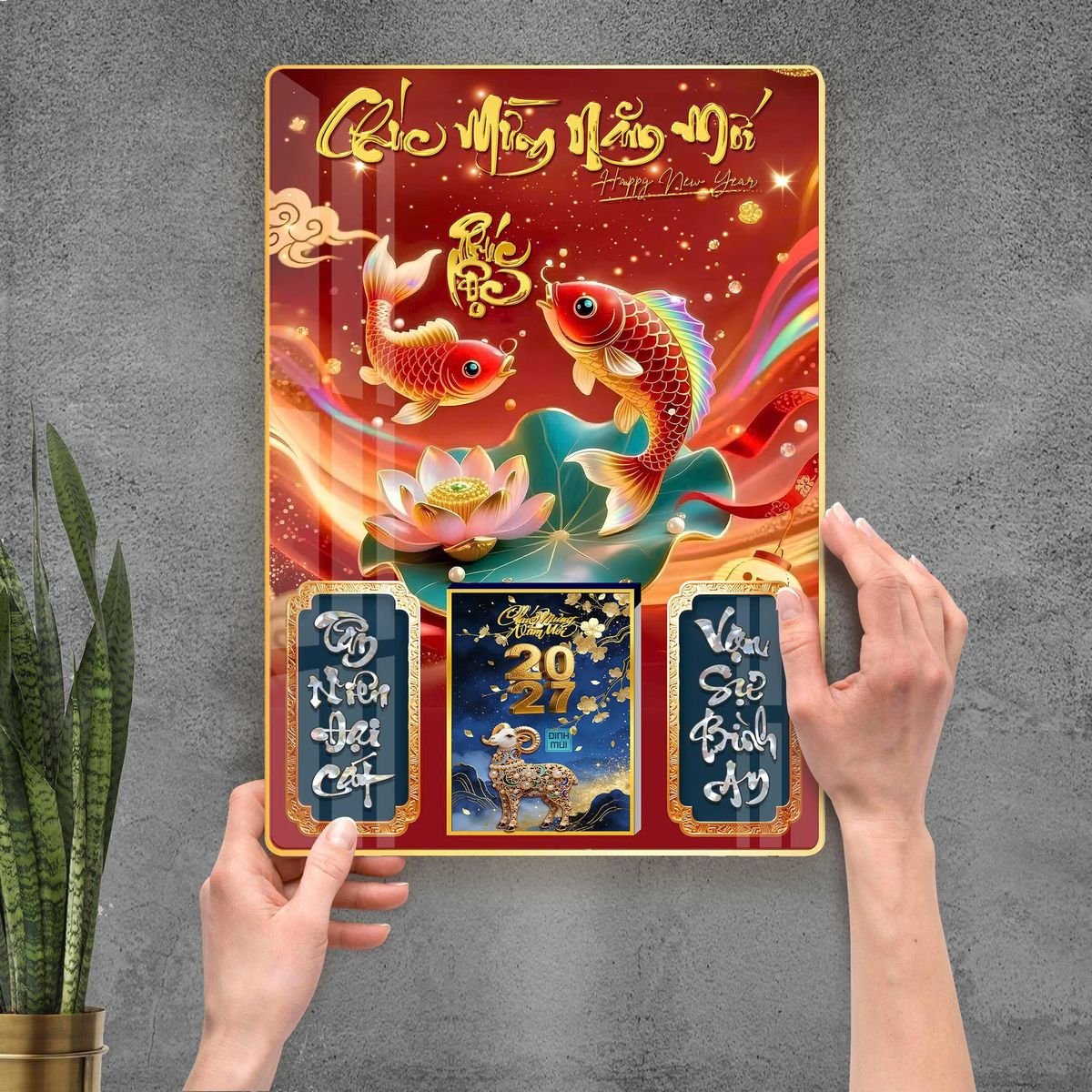 Lịch Gỗ Lamina Cao Cấp 40x60cm 2027 LM406_102 - Quà Tặng Ngân Hàng