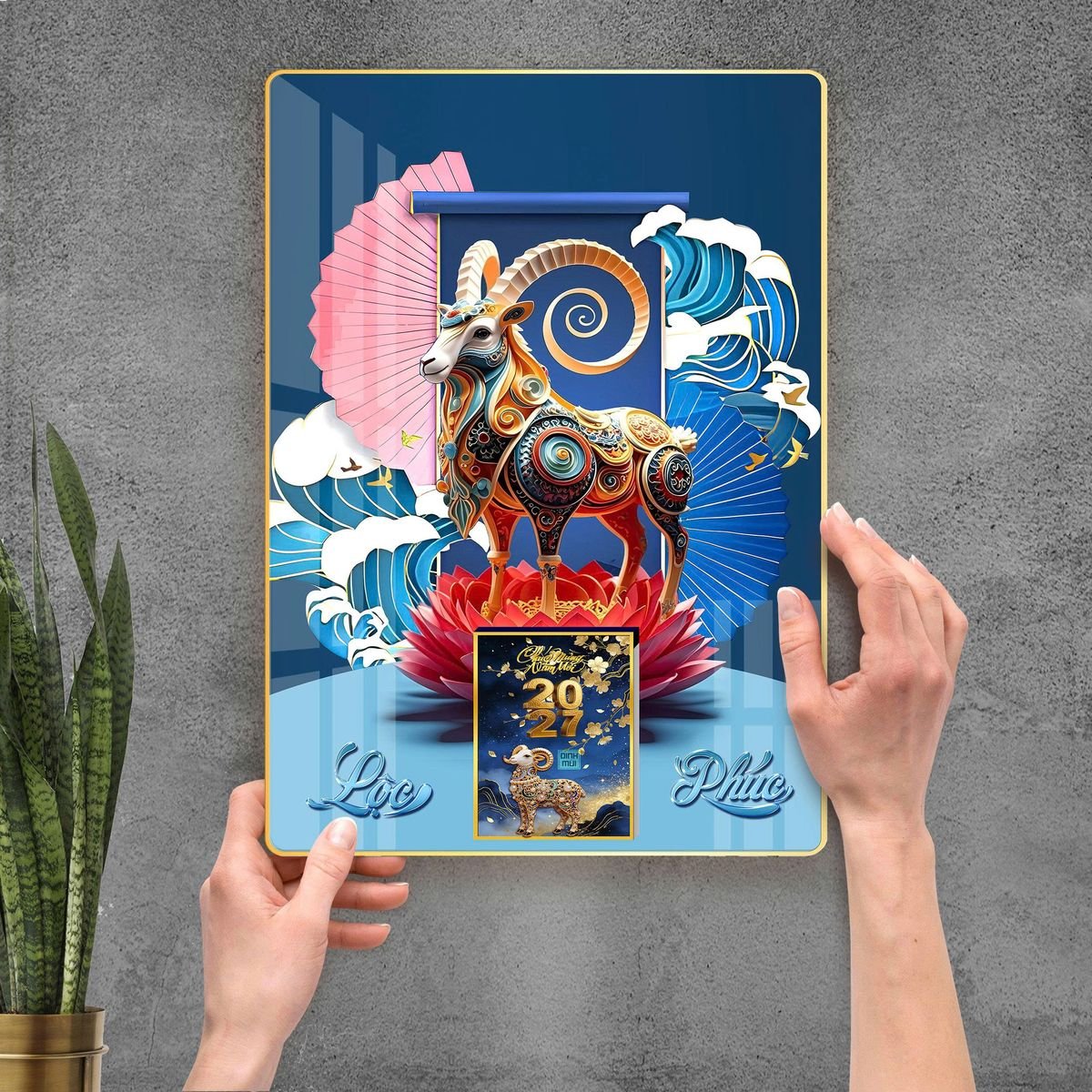 Lịch Gỗ Lamina Cao Cấp 40x60cm 2027 LM406_108 - Quà Tặng Ngân Hàng