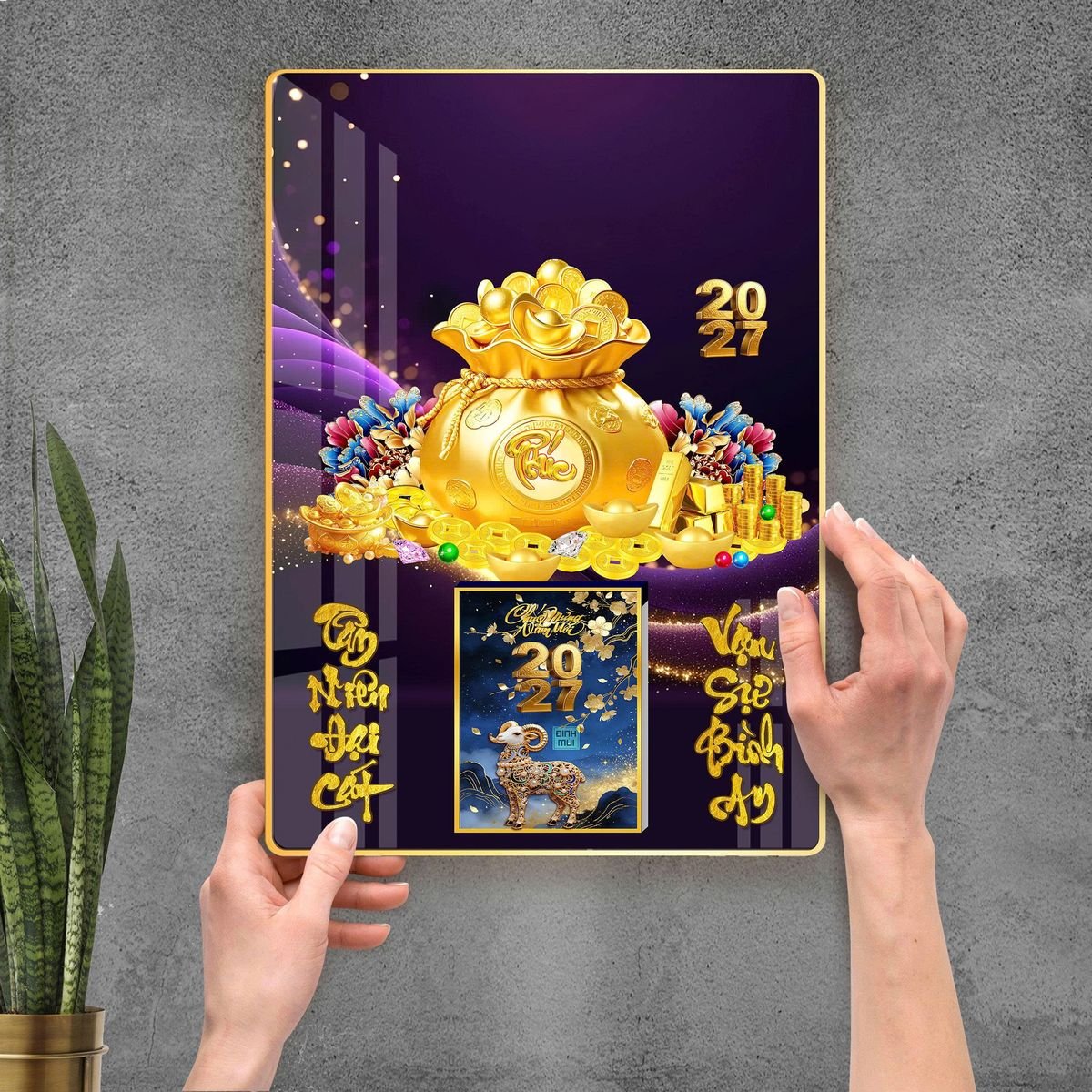 Lịch Gỗ Lamina Cao Cấp 40x60cm 2027 LM406_109 - Quà Tặng Ngân Hàng