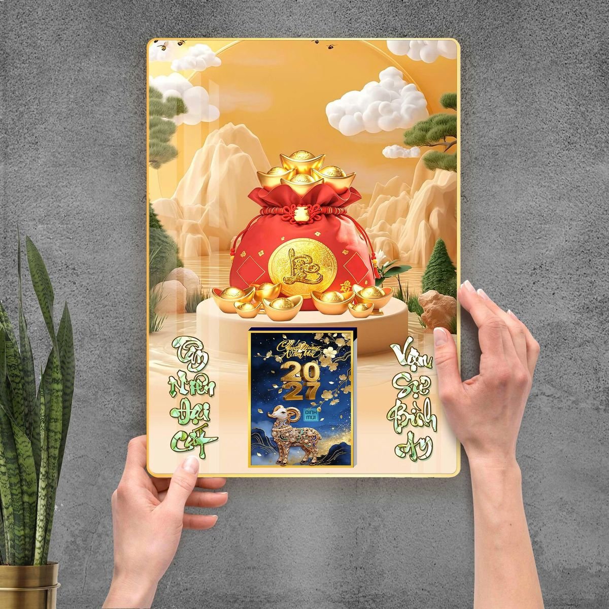 Lịch Gỗ Lamina Cao Cấp 40x60cm 2027 LM406_112 - Quà Tặng Ngân Hàng