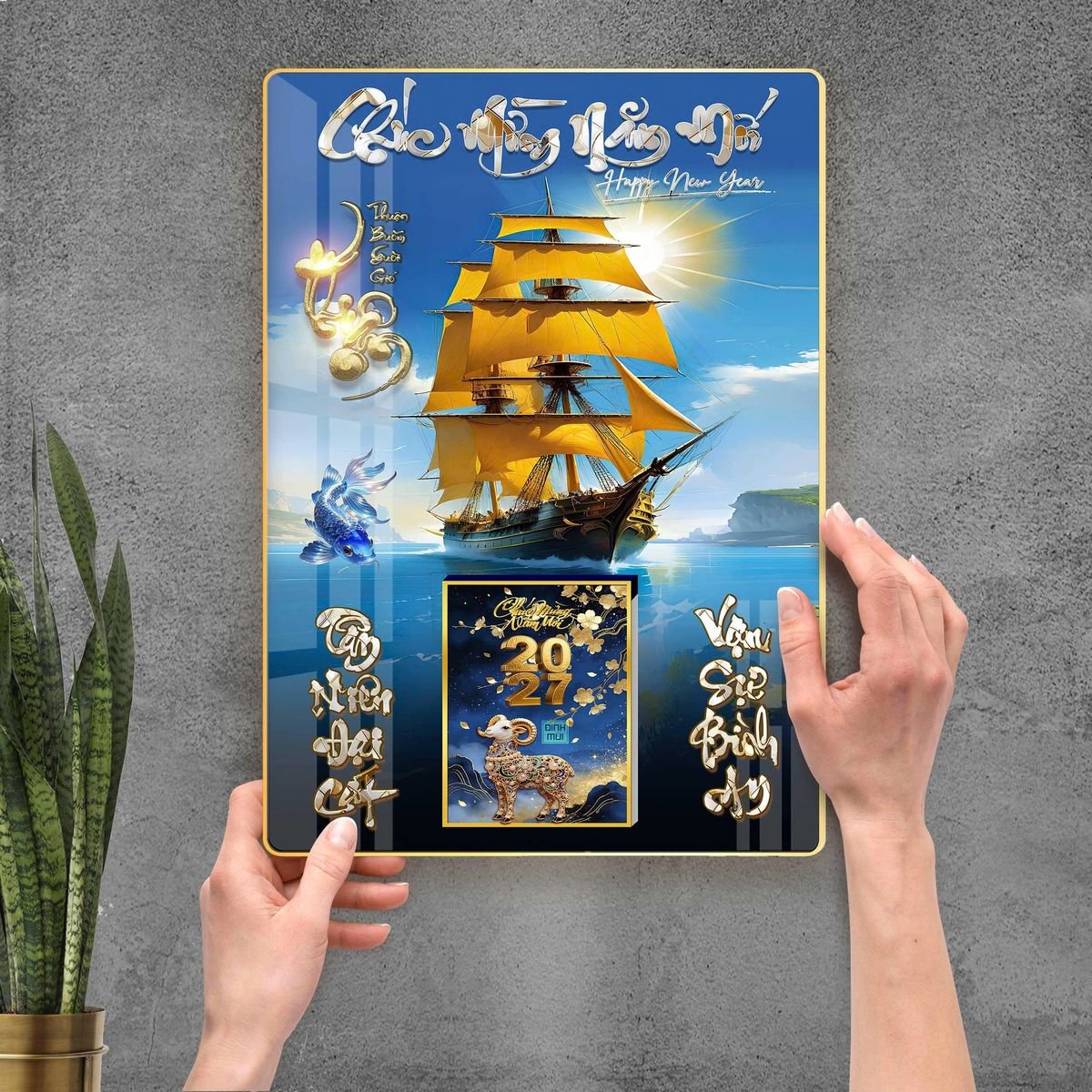 Lịch Gỗ Lamina Cao Cấp 40x60cm 2027 LM406_113 - Quà Tặng Ngân Hàng