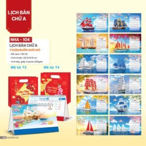 Lịch Bàn Chữ A 2027 NHA Mẫu NHA104 - Thuận Buồm Xuôi Gió (17 x 19 cm) Ấn Phẩm Quà Tết Ngân Hàng & Tài Chính VIP in logo doanh nghiệp quà tặng Tết tại Quà Tặng Ngân Hàng