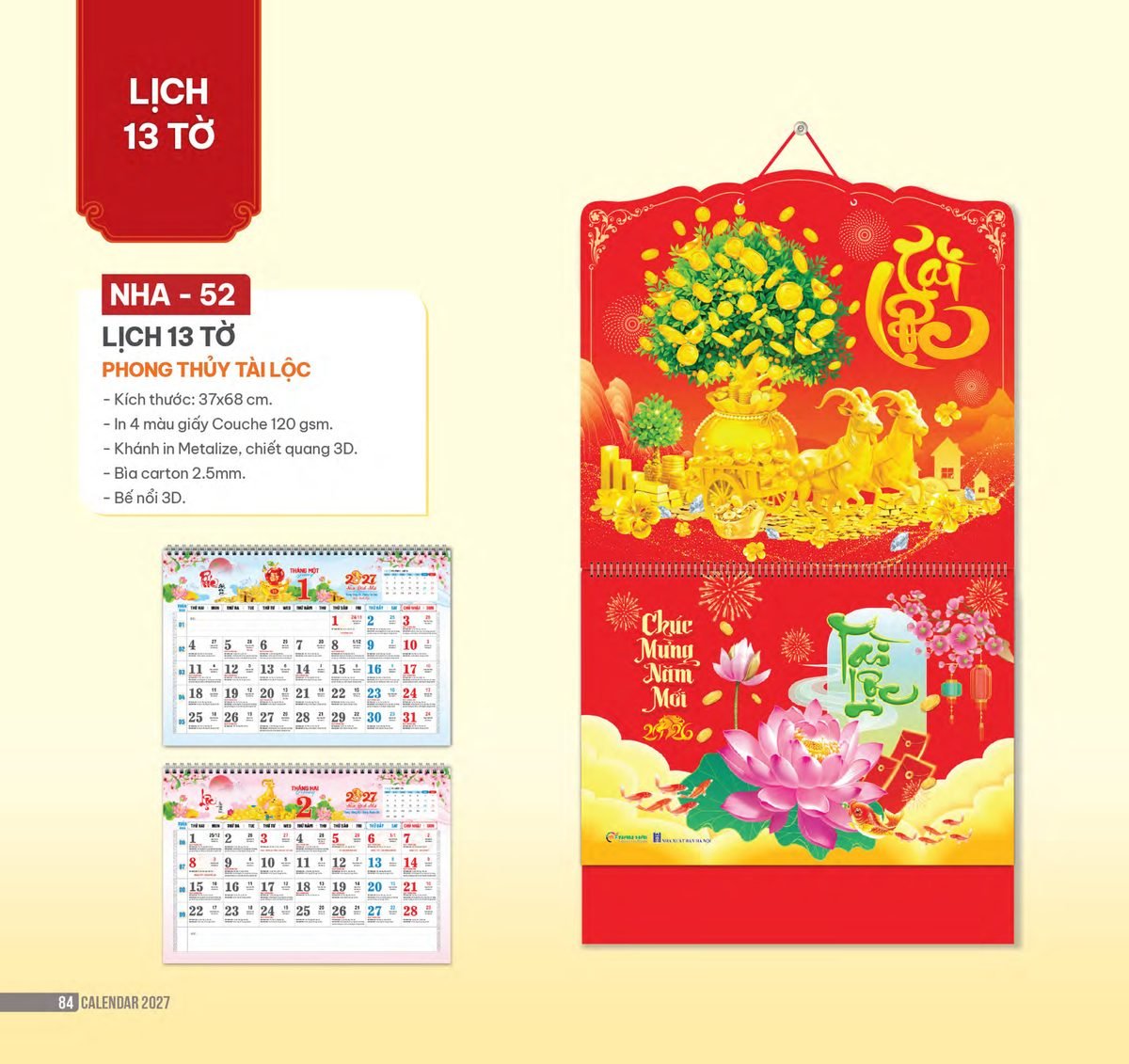 Lịch Bìa Treo 2027 NHA Mẫu NHA52 (37 x 68cm) Ấn Phẩm Quà Tết Ngân Hàng & Tài Chính VIP Lịch Bìa Treo 2027 NHA Mẫu NHA52 (37 x 68cm) Ấn Phẩm Quà Tết Ngân Hàng & Tài Chính VIP in logo doanh nghiệp quà tặng Tết tại Quà Tặng Ngân Hàng