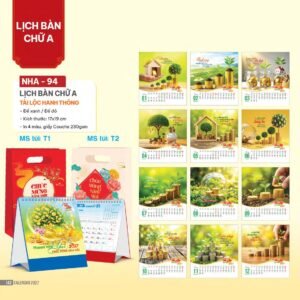 Lịch Bàn Chữ A 2027 NHA Mẫu NHA94 (17 x 19cm) Ấn Phẩm Quà Tết Ngân Hàng & Tài Chính VIP in logo doanh nghiệp quà tặng Tết tại Quà Tặng Ngân Hàng