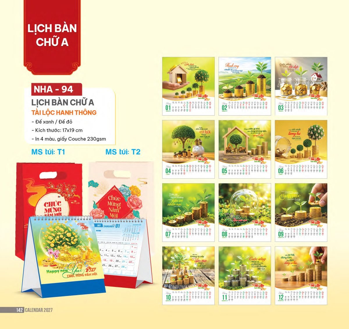 Lịch Bàn Chữ A 2027 NHA Mẫu NHA94 (17 x 19cm) Ấn Phẩm Quà Tết Ngân Hàng & Tài Chính VIP Lịch Bàn Chữ A 2027 NHA Mẫu NHA94 (17 x 19cm) Ấn Phẩm Quà Tết Ngân Hàng & Tài Chính VIP in logo doanh nghiệp quà tặng Tết tại Quà Tặng Ngân Hàng