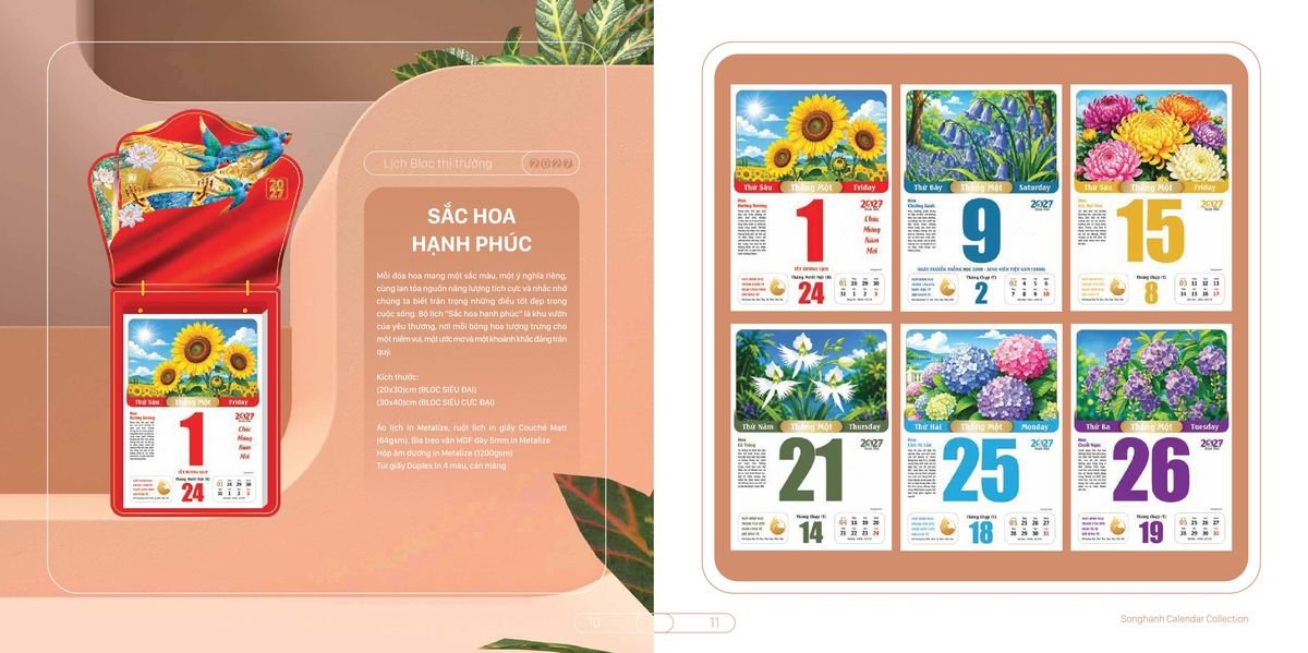 Lịch Bloc Cao Cấp SH 2027 SH44 Ấn Phẩm Quà Tết Ngân Hàng & Tài Chính VIP