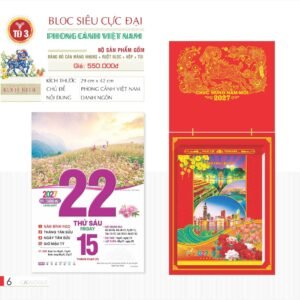 Lịch Bloc Siêu Cực Đại 2027 TD Mẫu TD3 (38 x 53 cm) Ấn Phẩm Quà Tết Ngân Hàng & Tài Chính VIP in logo doanh nghiệp quà tặng Tết tại Quà Tặng Ngân Hàng