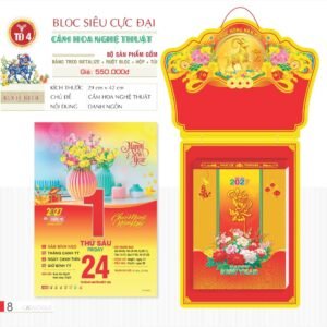 Lịch Bloc Siêu Cực Đại 2027 TD Mẫu TD4 (38 x 53 cm) Ấn Phẩm Quà Tết Ngân Hàng & Tài Chính VIP in logo doanh nghiệp quà tặng Tết tại Quà Tặng Ngân Hàng