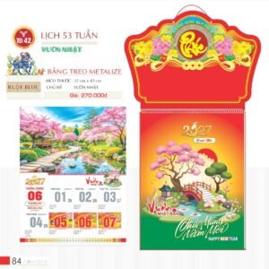 Lịch Treo Tường Lò Xo 2027 TD Mẫu TD42 (40 x 60 cm) Ấn Phẩm Quà Tết Ngân Hàng & Tài Chính VIP in logo doanh nghiệp quà tặng Tết tại Quà Tặng Ngân Hàng