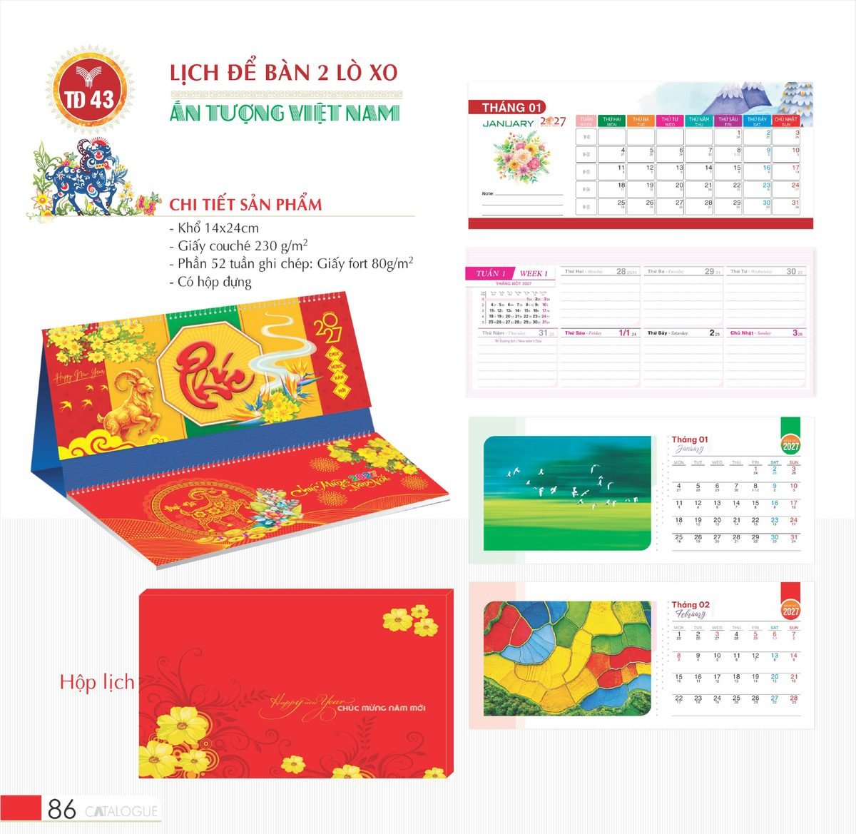Lịch Để Bàn 2027 TD Mẫu TD43 (14 x 24cm) Ấn Phẩm Quà Tết Ngân Hàng & Tài Chính VIP Lịch Để Bàn 2027 TD Mẫu TD43 (14 x 24cm) Ấn Phẩm Quà Tết Ngân Hàng & Tài Chính VIP in logo doanh nghiệp quà tặng Tết tại Quà Tặng Ngân Hàng