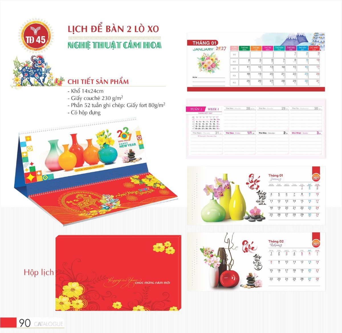 Lịch Để Bàn 2027 TD Mẫu TD45 (14 x 24cm) Ấn Phẩm Quà Tết Ngân Hàng & Tài Chính VIP Lịch Để Bàn 2027 TD Mẫu TD45 (14 x 24cm) Ấn Phẩm Quà Tết Ngân Hàng & Tài Chính VIP in logo doanh nghiệp quà tặng Tết tại Quà Tặng Ngân Hàng