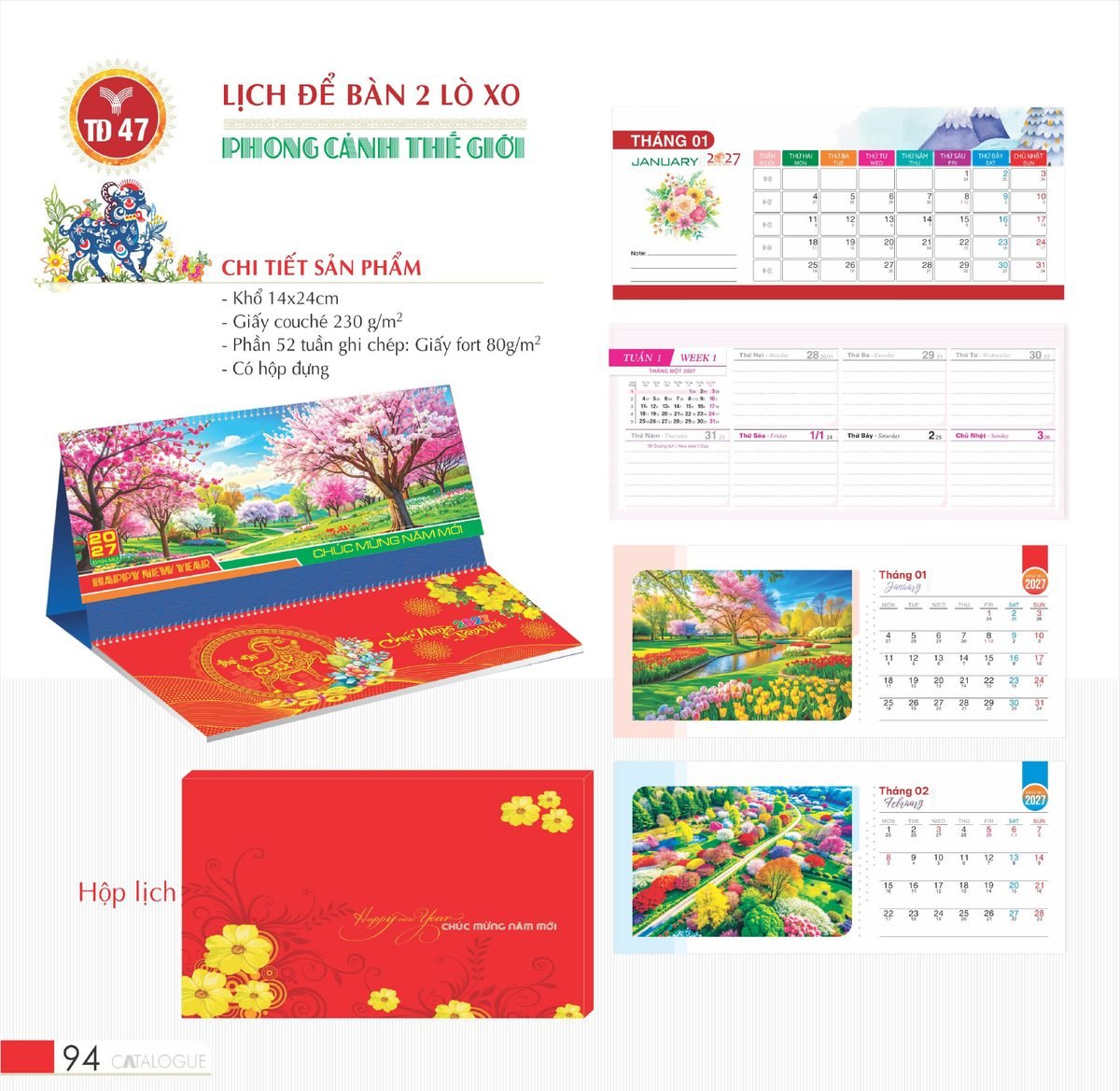 Lịch Để Bàn 2027 TD Mẫu TD47 (14 x 24cm) Ấn Phẩm Quà Tết Ngân Hàng & Tài Chính VIP Lịch Để Bàn 2027 TD Mẫu TD47 (14 x 24cm) Ấn Phẩm Quà Tết Ngân Hàng & Tài Chính VIP in logo doanh nghiệp quà tặng Tết tại Quà Tặng Ngân Hàng