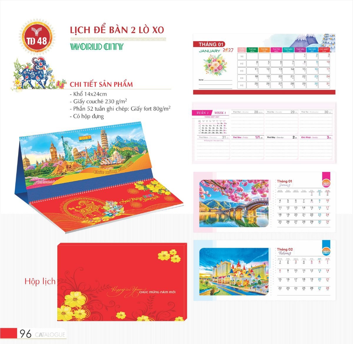 Lịch Để Bàn 2027 TD Mẫu TD48 (14 x 24cm) Ấn Phẩm Quà Tết Ngân Hàng & Tài Chính VIP Lịch Để Bàn 2027 TD Mẫu TD48 (14 x 24cm) Ấn Phẩm Quà Tết Ngân Hàng & Tài Chính VIP in logo doanh nghiệp quà tặng Tết tại Quà Tặng Ngân Hàng