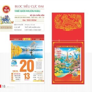 Lịch Bloc Siêu Cực Đại 2027 TD Mẫu TD9 (38 x 53 cm) Ấn Phẩm Quà Tết Ngân Hàng & Tài Chính VIP in logo doanh nghiệp quà tặng Tết tại Quà Tặng Ngân Hàng