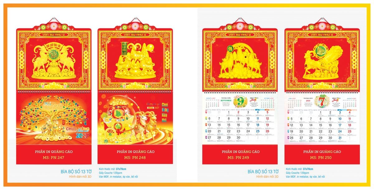 Lịch 13 Tờ TPN13T06 Ấn Phẩm Quà Tết Ngân Hàng & Tài Chính VIP
