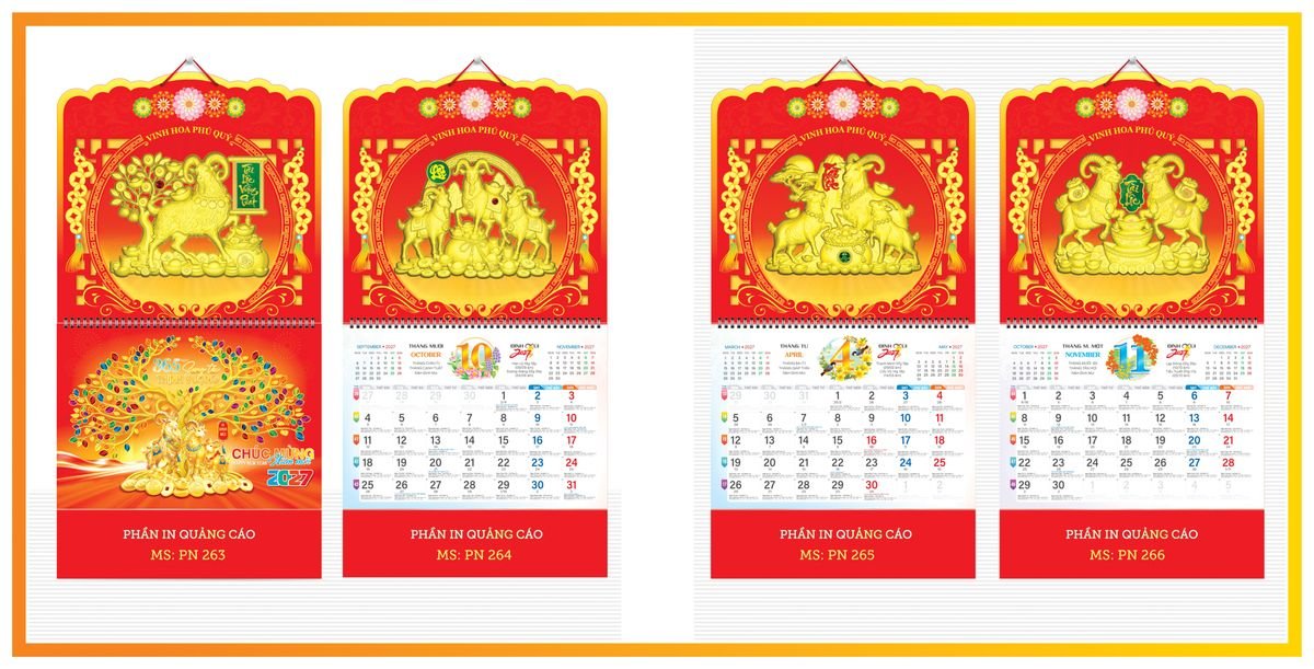 Lịch 13 Tờ TPN13T10 Ấn Phẩm Quà Tết Ngân Hàng & Tài Chính VIP