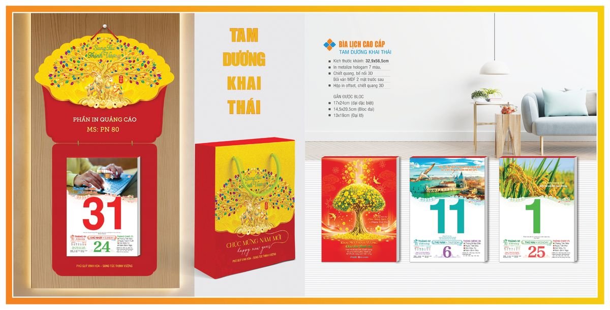 Bìa Lịch Treo Gắn Bloc Tân Phương Nam TPNBIA02 Ấn Phẩm Quà Tết Ngân Hàng & Tài Chính VIP