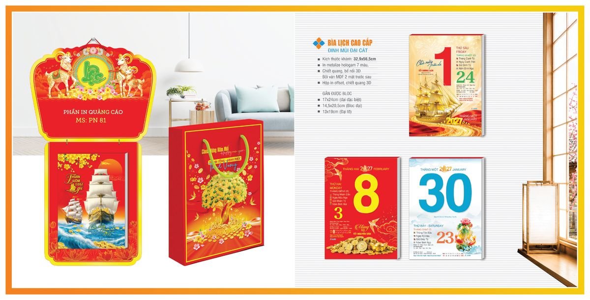 Bìa Lịch Treo Gắn Bloc Tân Phương Nam TPNBIA03 Ấn Phẩm Quà Tết Ngân Hàng & Tài Chính VIP