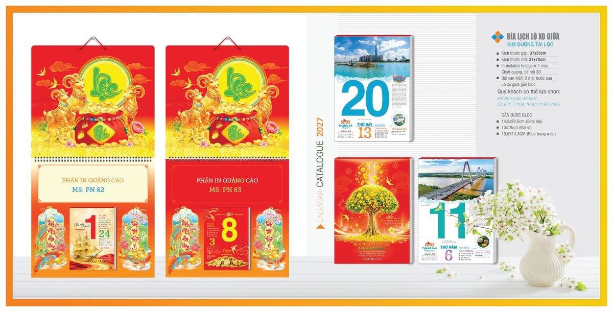 Bìa Lịch Treo Gắn Bloc Tân Phương Nam TPNBIA04 Ấn Phẩm Quà Tết Ngân Hàng & Tài Chính VIP