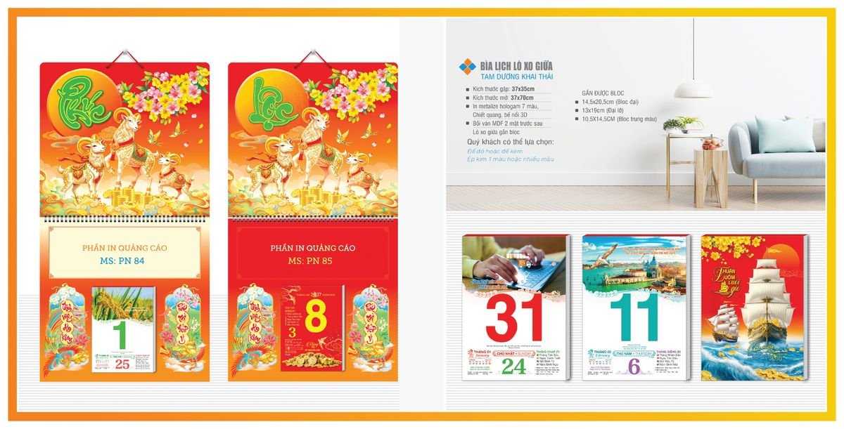 Bìa Lịch Treo Gắn Bloc Tân Phương Nam TPNBIA05 Ấn Phẩm Quà Tết Ngân Hàng & Tài Chính VIP