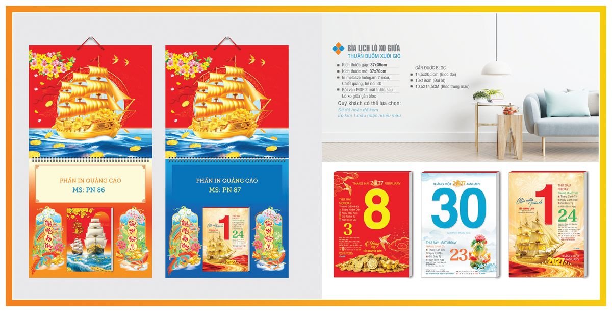Bìa Lịch Treo Gắn Bloc Tân Phương Nam TPNBIA06 Ấn Phẩm Quà Tết Ngân Hàng & Tài Chính VIP
