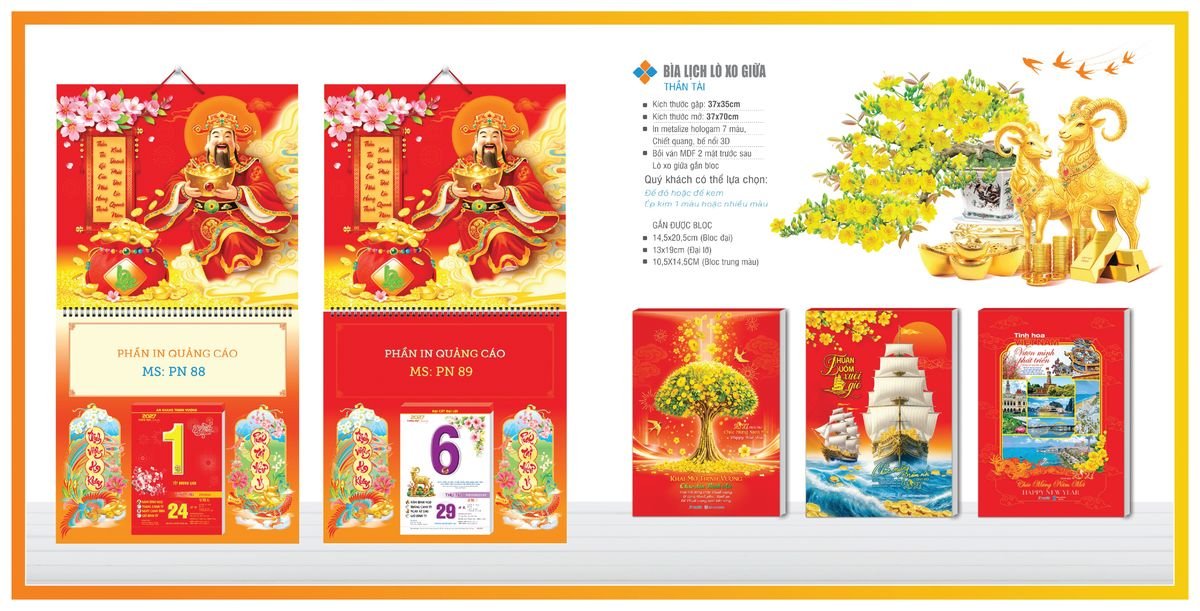 Bìa Lịch Treo Gắn Bloc Tân Phương Nam TPNBIA07 Ấn Phẩm Quà Tết Ngân Hàng & Tài Chính VIP