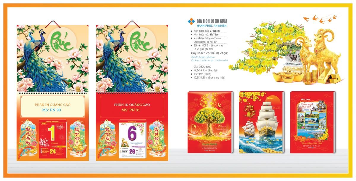 Bìa Lịch Treo Gắn Bloc Tân Phương Nam TPNBIA08 Ấn Phẩm Quà Tết Ngân Hàng & Tài Chính VIP