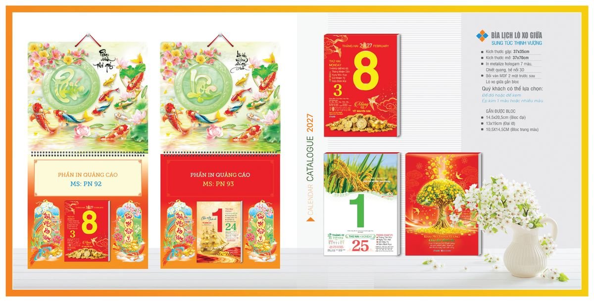 Bìa Lịch Treo Gắn Bloc Tân Phương Nam TPNBIA09 Ấn Phẩm Quà Tết Ngân Hàng & Tài Chính VIP