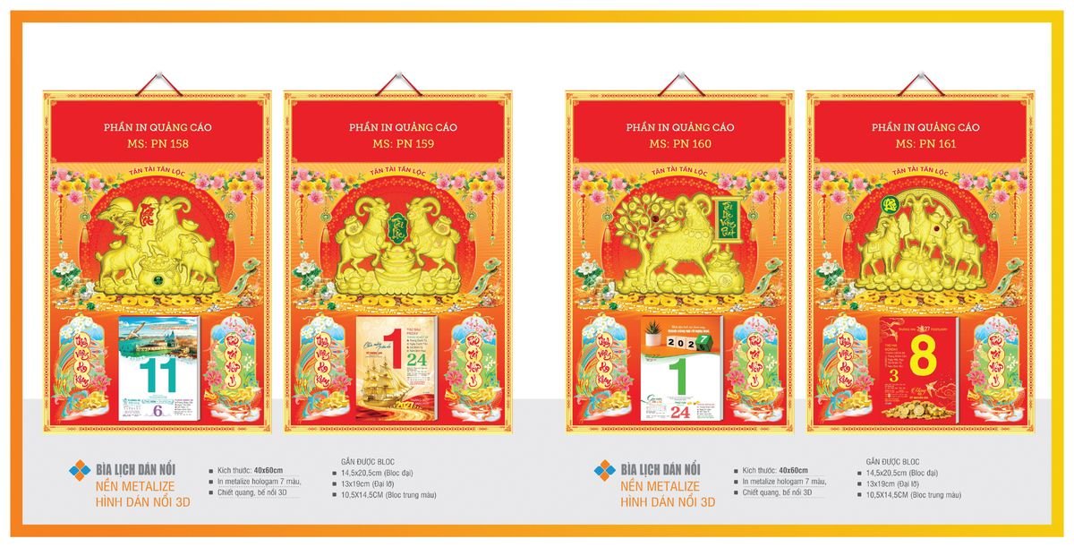 Bìa Lịch Treo Gắn Bloc Tân Phương Nam TPNBIA27 Ấn Phẩm Quà Tết Ngân Hàng & Tài Chính VIP