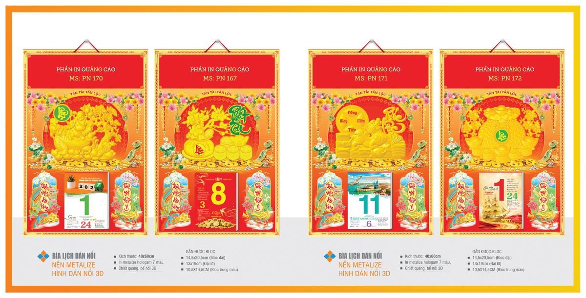Bìa Lịch Treo Gắn Bloc Tân Phương Nam TPNBIA30 Ấn Phẩm Quà Tết Ngân Hàng & Tài Chính VIP