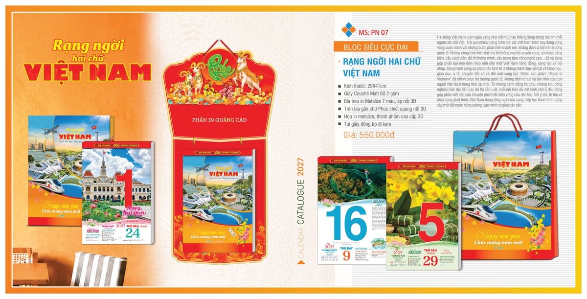 Lịch Bloc TPN 2027 TPNBLOC09 Ấn Phẩm Quà Tết Ngân Hàng & Tài Chính VIP