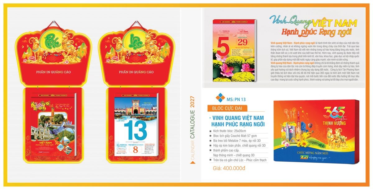 Lịch Bloc TPN 2027 TPNBLOC16 Ấn Phẩm Quà Tết Ngân Hàng & Tài Chính VIP