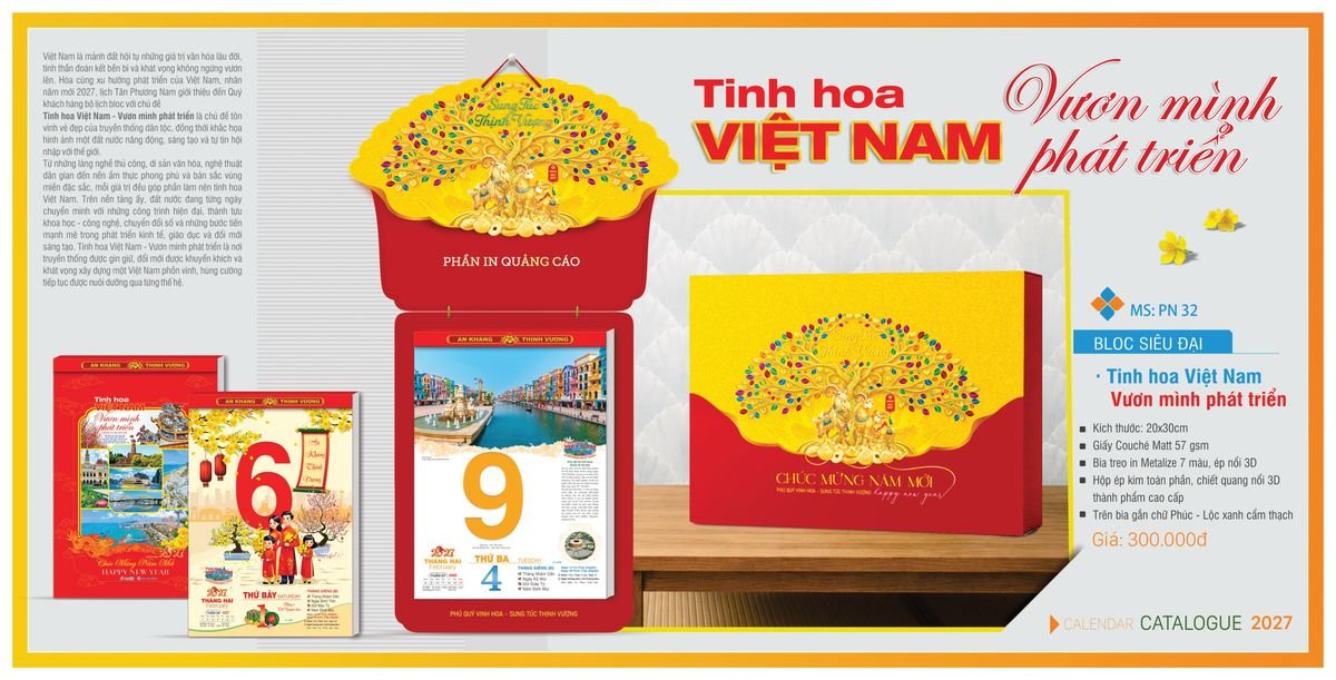 Lịch Bloc TPN 2027 TPNBLOC37 Ấn Phẩm Quà Tết Ngân Hàng & Tài Chính VIP