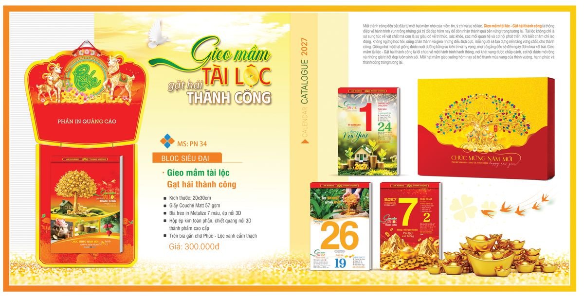 Lịch Bloc TPN 2027 TPNBLOC39 Ấn Phẩm Quà Tết Ngân Hàng & Tài Chính VIP
