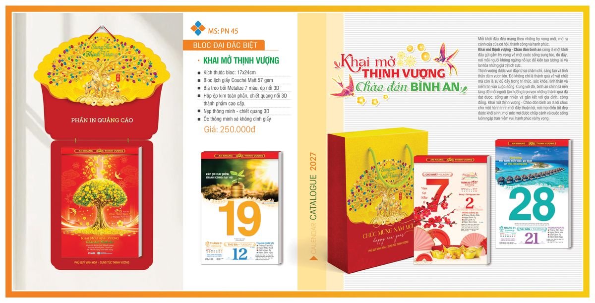 Lịch Bloc TPN 2027 TPNBLOC54 Ấn Phẩm Quà Tết Ngân Hàng & Tài Chính VIP