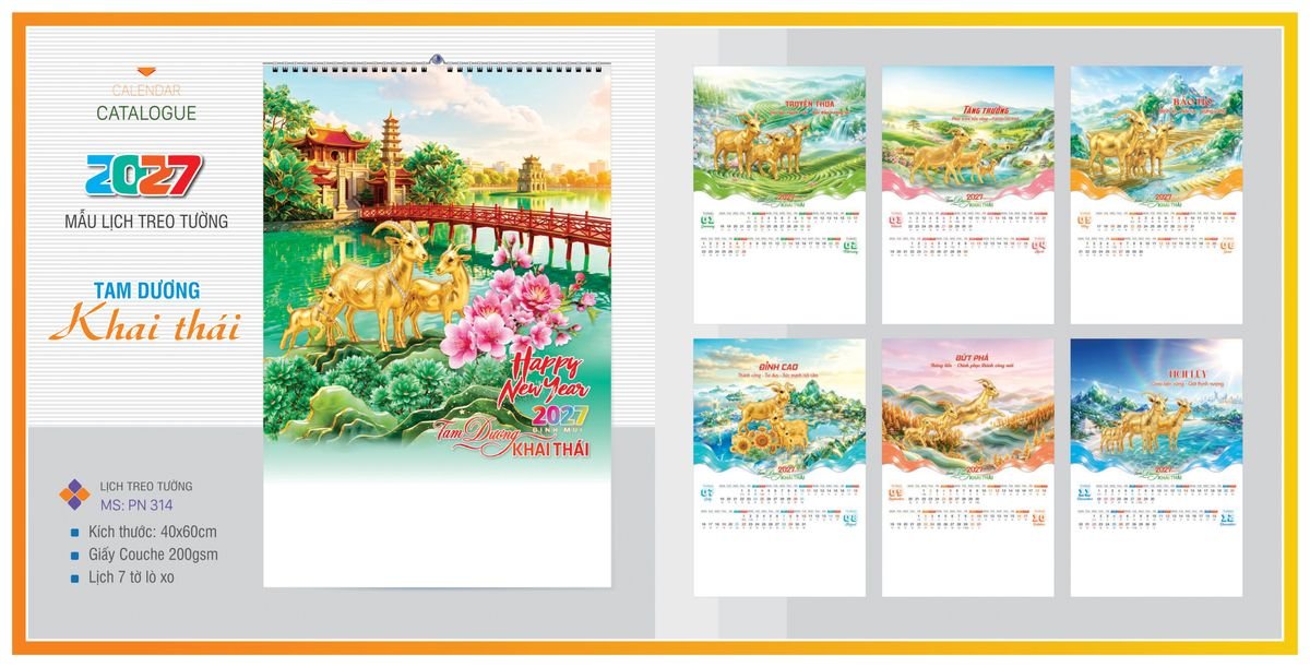 Lịch 7 Tờ Lò Xo TPNLX04 Ấn Phẩm Quà Tết Ngân Hàng & Tài Chính VIP