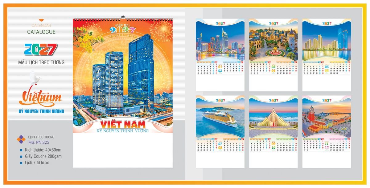 Lịch 7 Tờ Lò Xo TPNLX12 Ấn Phẩm Quà Tết Ngân Hàng & Tài Chính VIP