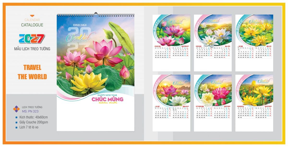 Lịch 7 Tờ Lò Xo TPNLX14 Ấn Phẩm Quà Tết Ngân Hàng & Tài Chính VIP
