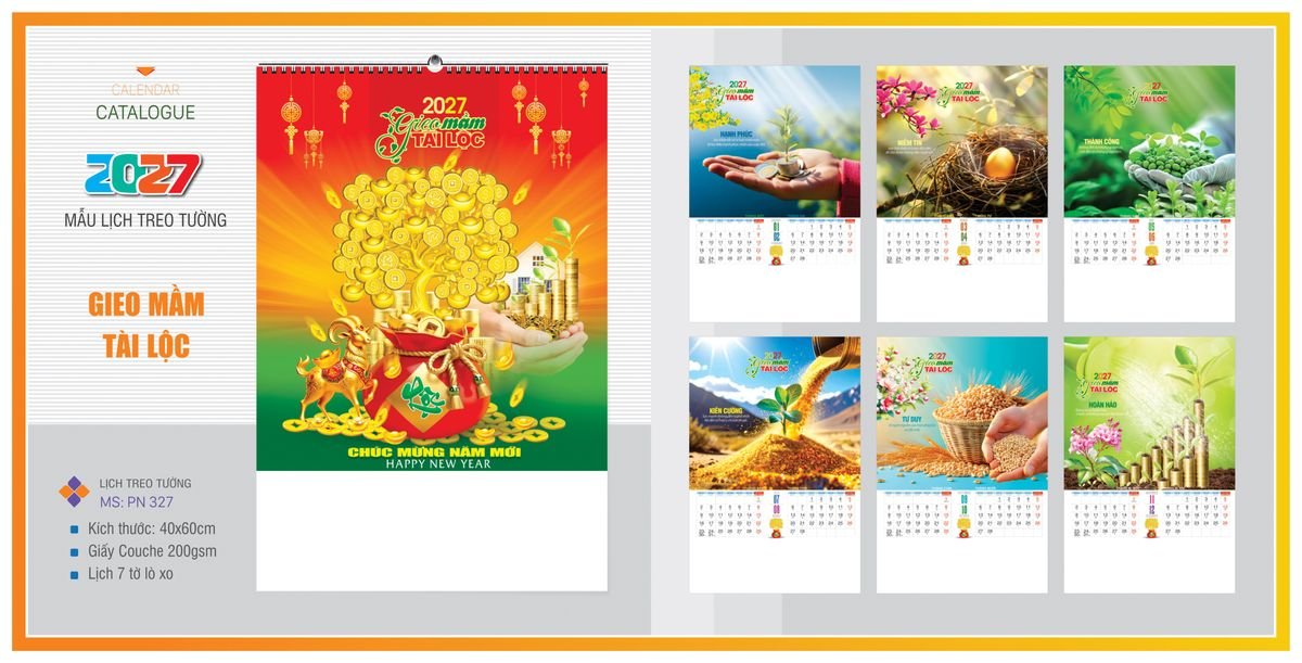 Lịch 7 Tờ Lò Xo TPNLX17 Ấn Phẩm Quà Tết Ngân Hàng & Tài Chính VIP