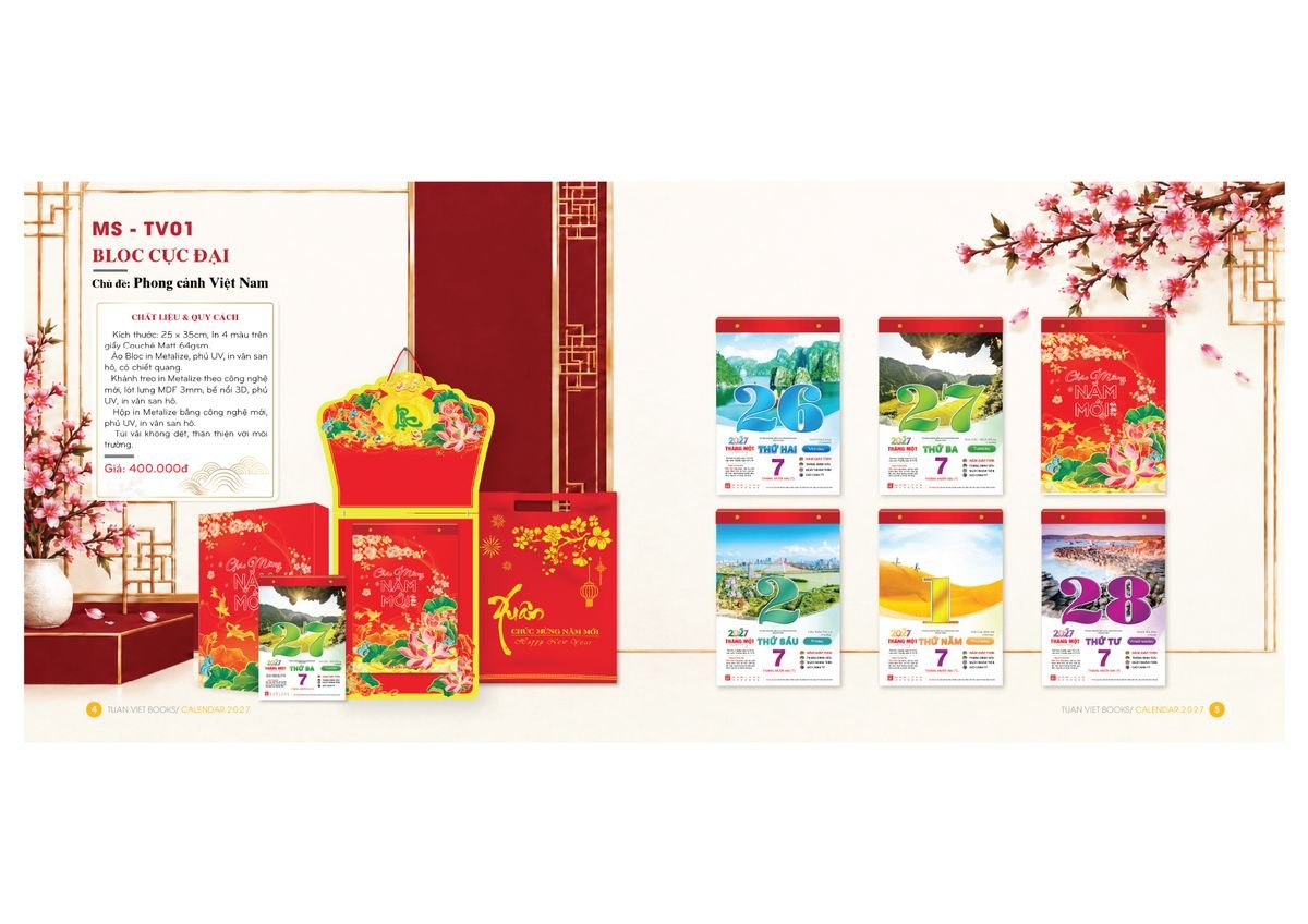 Lịch Bloc Cực Đại 2027 TV01 Ấn Phẩm Quà Tết Ngân Hàng & Tài Chính VIP