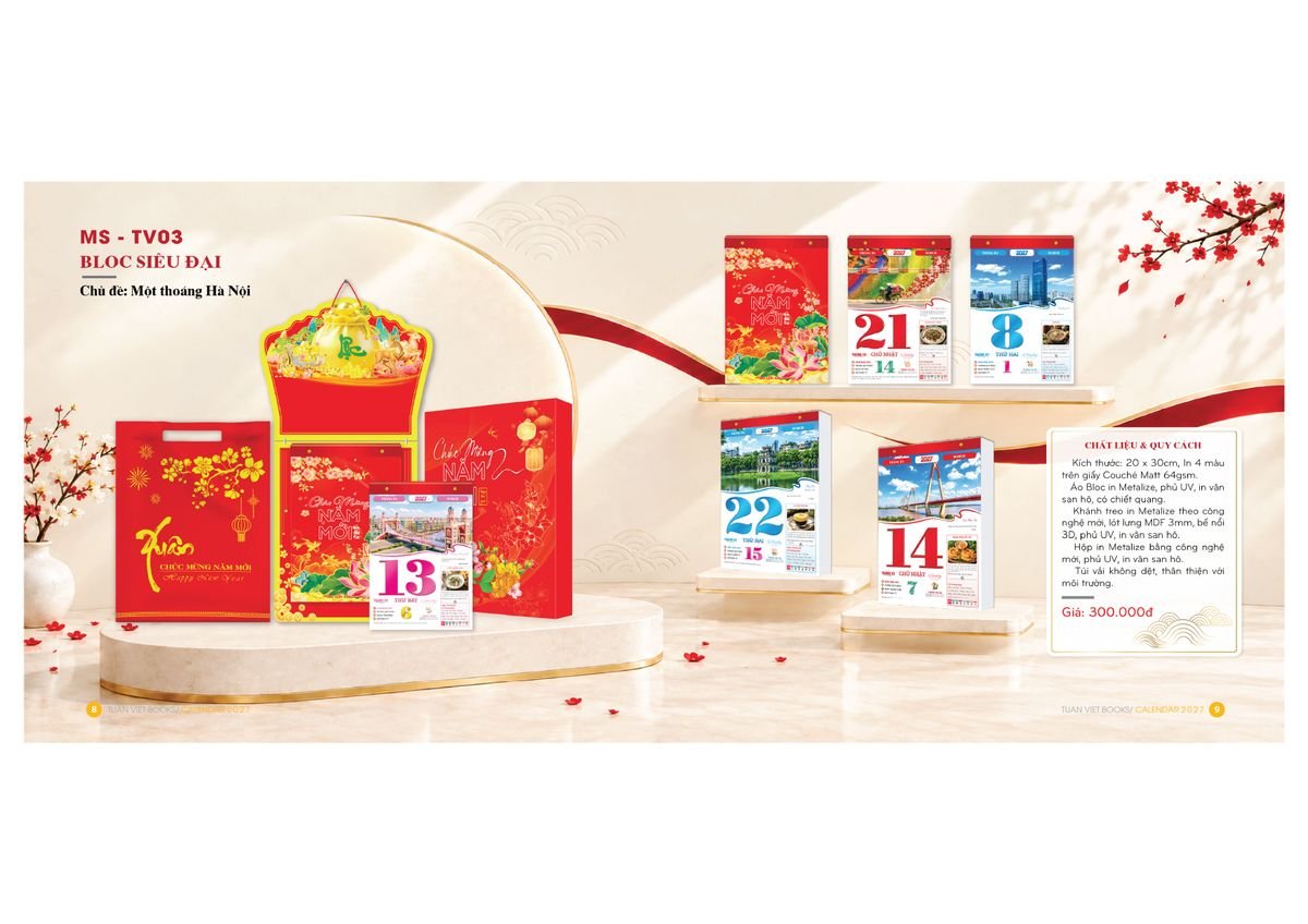 Lịch Bloc Cực Đại 2027 TV03 Ấn Phẩm Quà Tết Ngân Hàng & Tài Chính VIP
