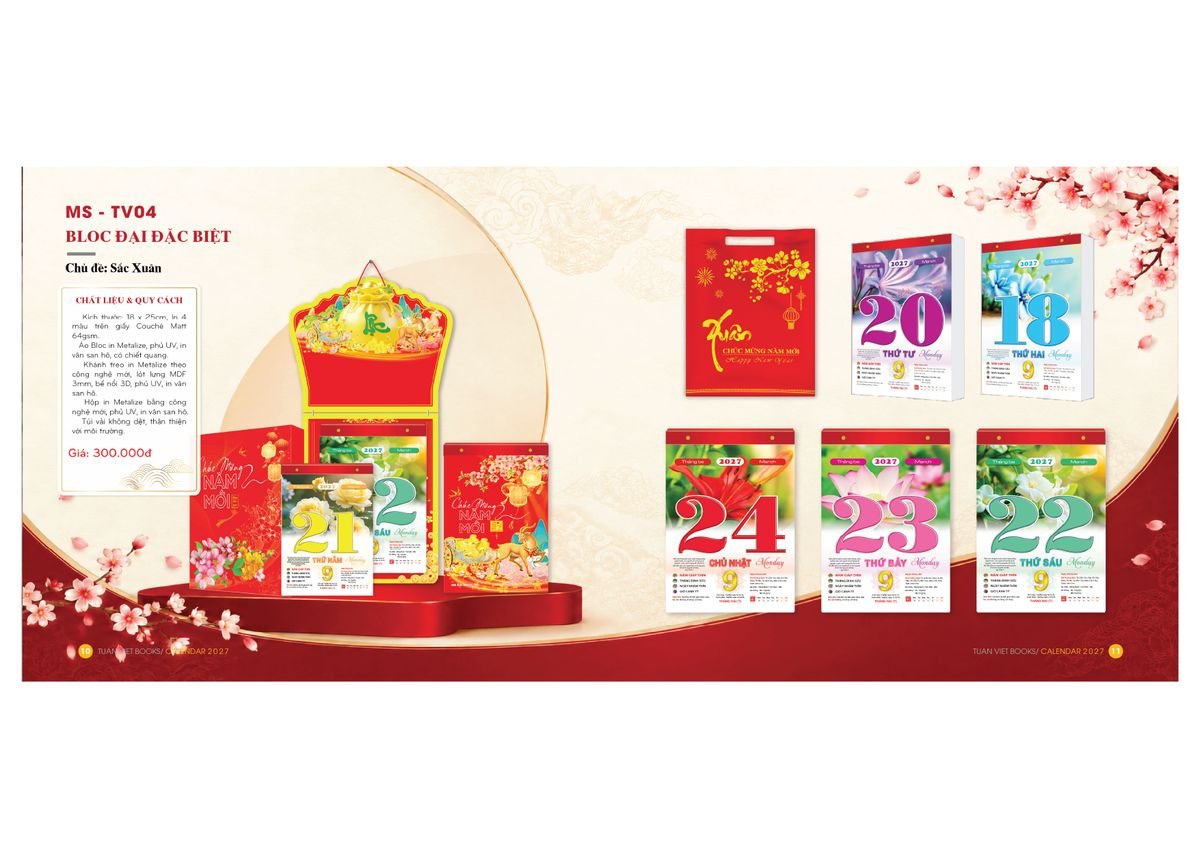 Lịch Bloc Cực Đại 2027 TV04 Ấn Phẩm Quà Tết Ngân Hàng & Tài Chính VIP