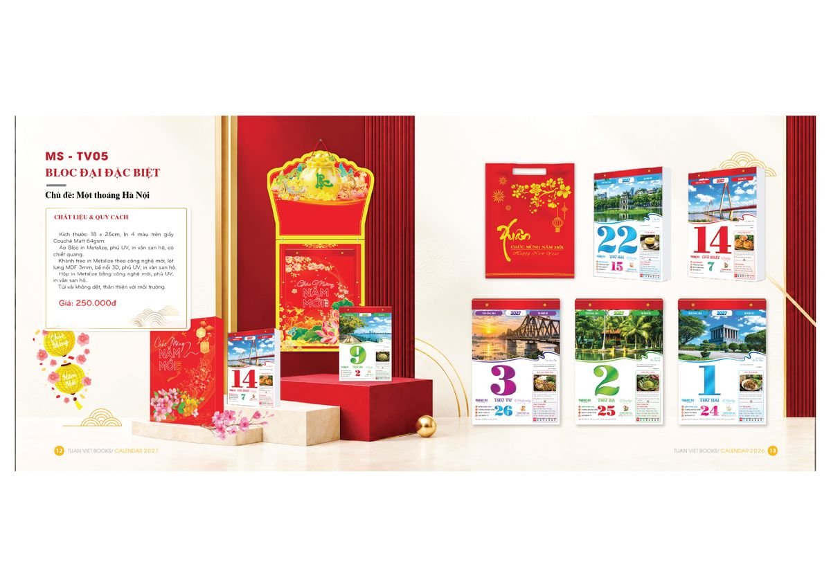 Lịch Bloc Cực Đại 2027 TV05 Ấn Phẩm Quà Tết Ngân Hàng & Tài Chính VIP